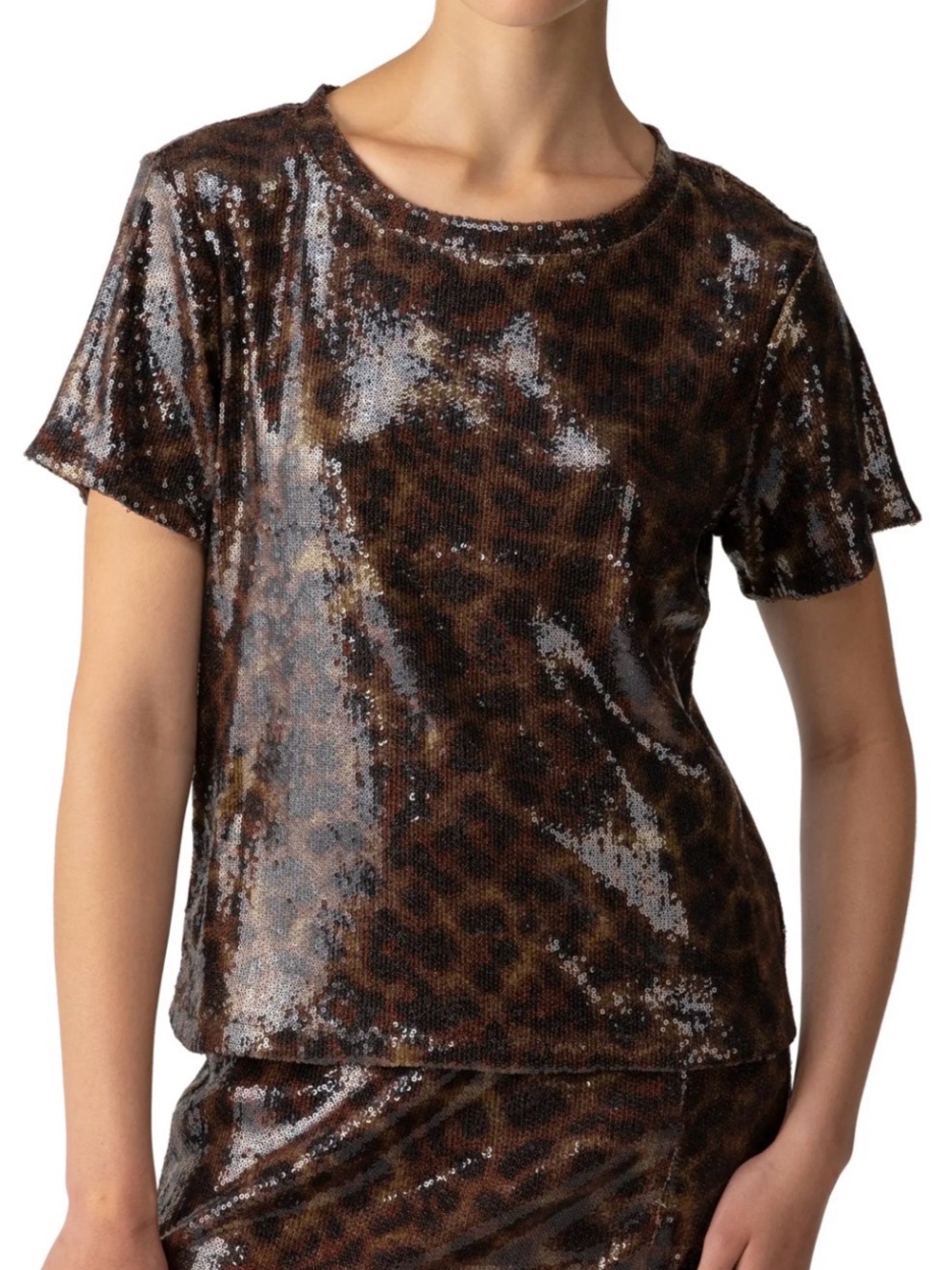 Sanctuary Sequin Perfect Leopard T-Shirt Size Small